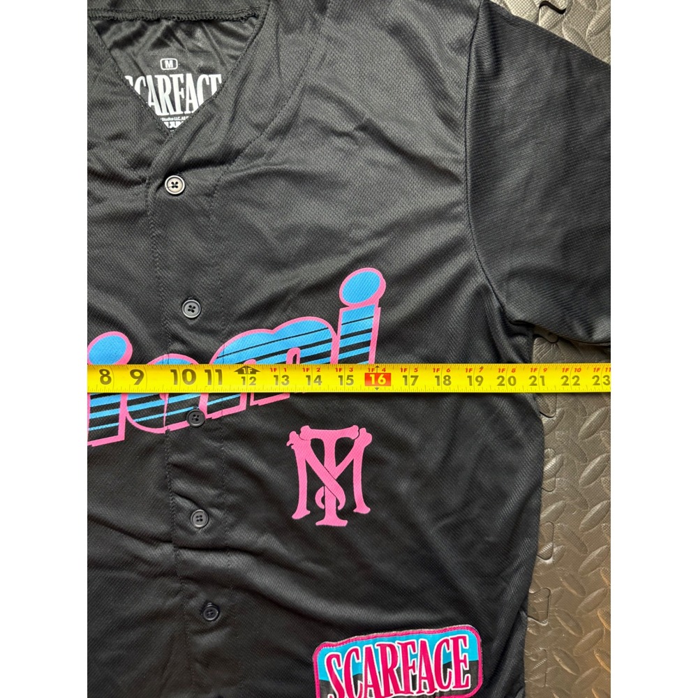 Scarface Tony Montana 83 Miami Baseball Jersey Black Pink Blue Ripple Junction M - Picture 6 of 8